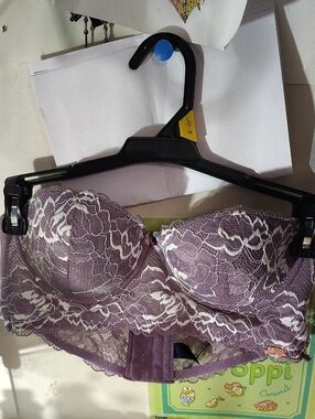 Rachel Lavender Lace Strapless Bustier Bra